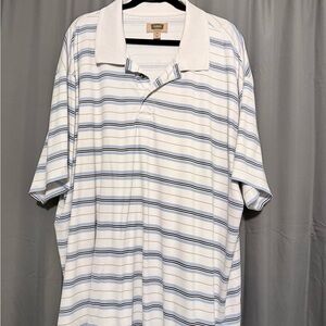 The Foundry Supply Co. White and Blue Striped Polo Shirt